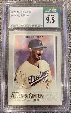 2020 Topps Allen and Ginter Base #65 Cody Bellinger Los Angeles Dodgers CSG 9.5